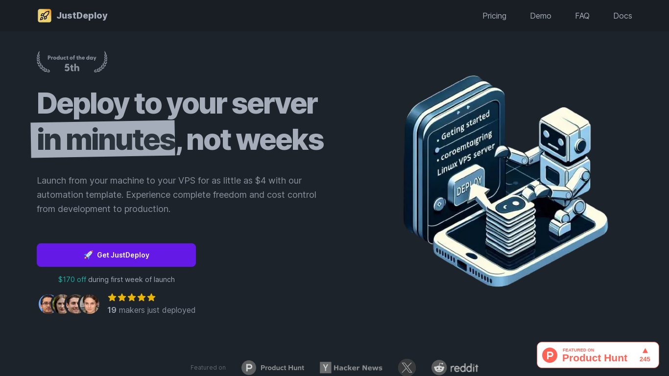 JustDeploy Landing page