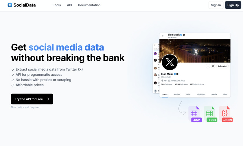 SocialData Tools Landing Page