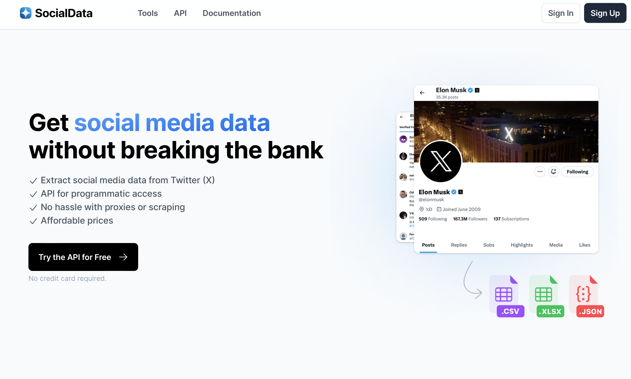 SocialData Tools Landing Page