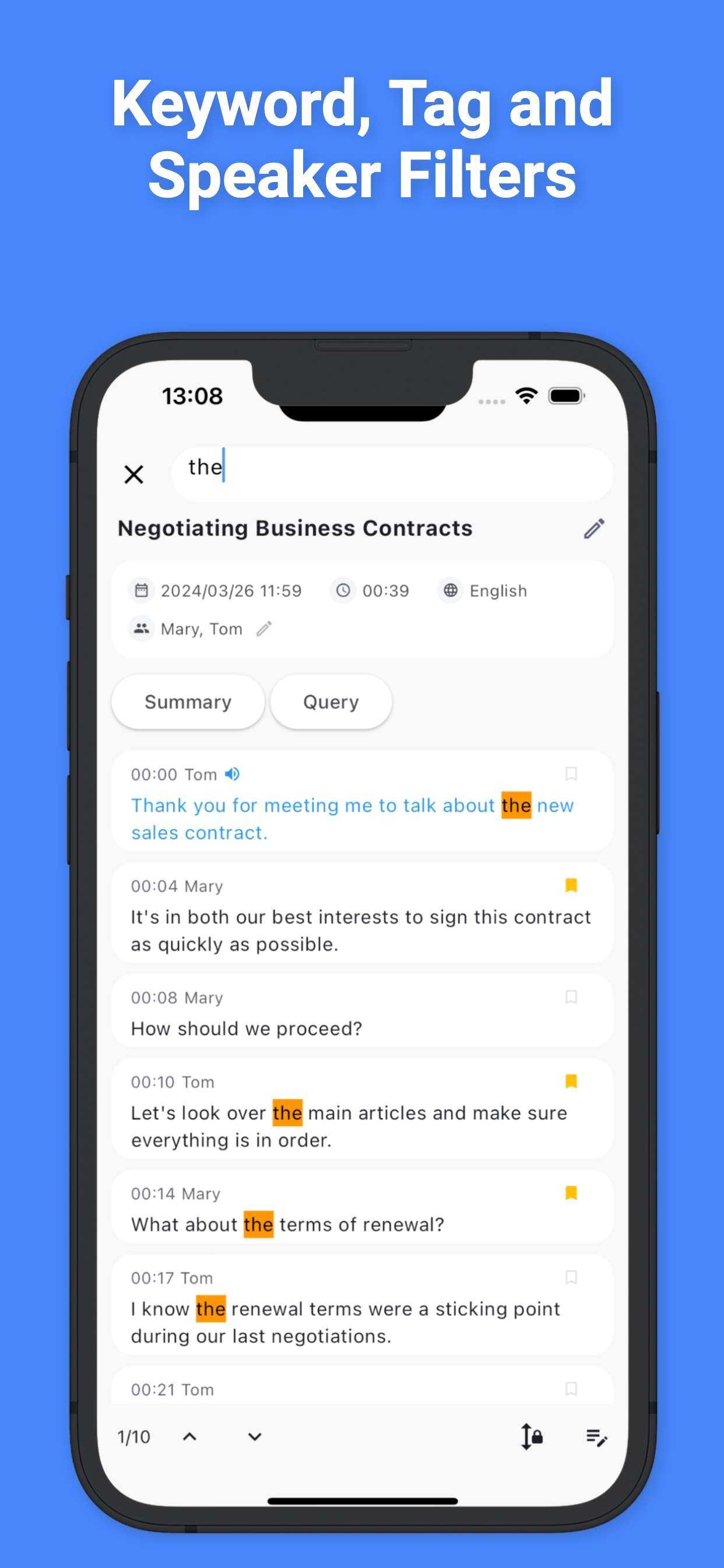 SoundType AI Keyword, Tag and Speaker Filters