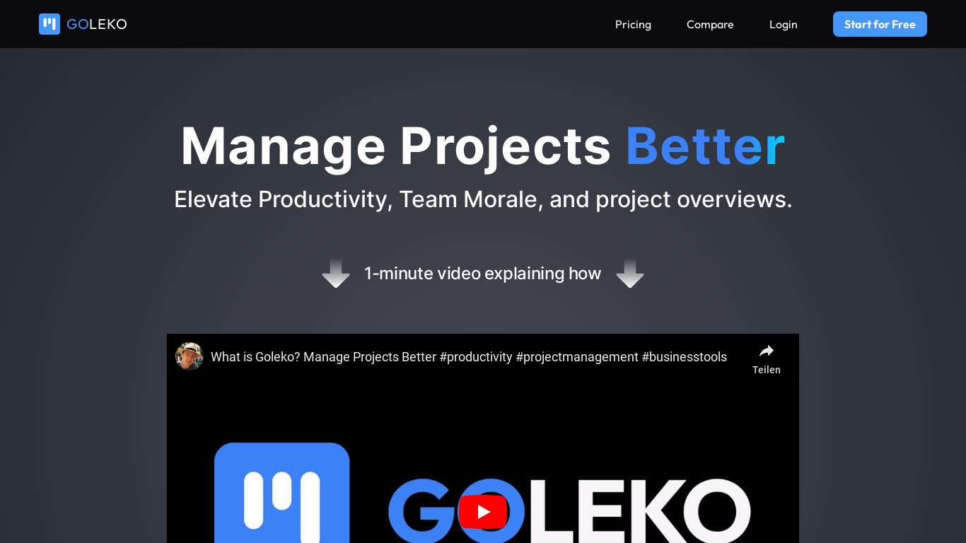 Goleko Landing page