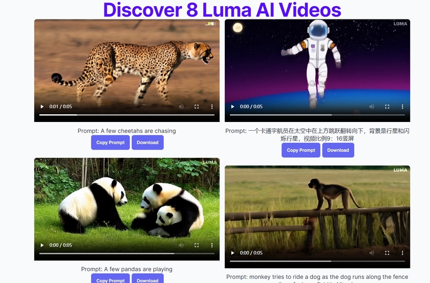 Luma AI Video Landing Page