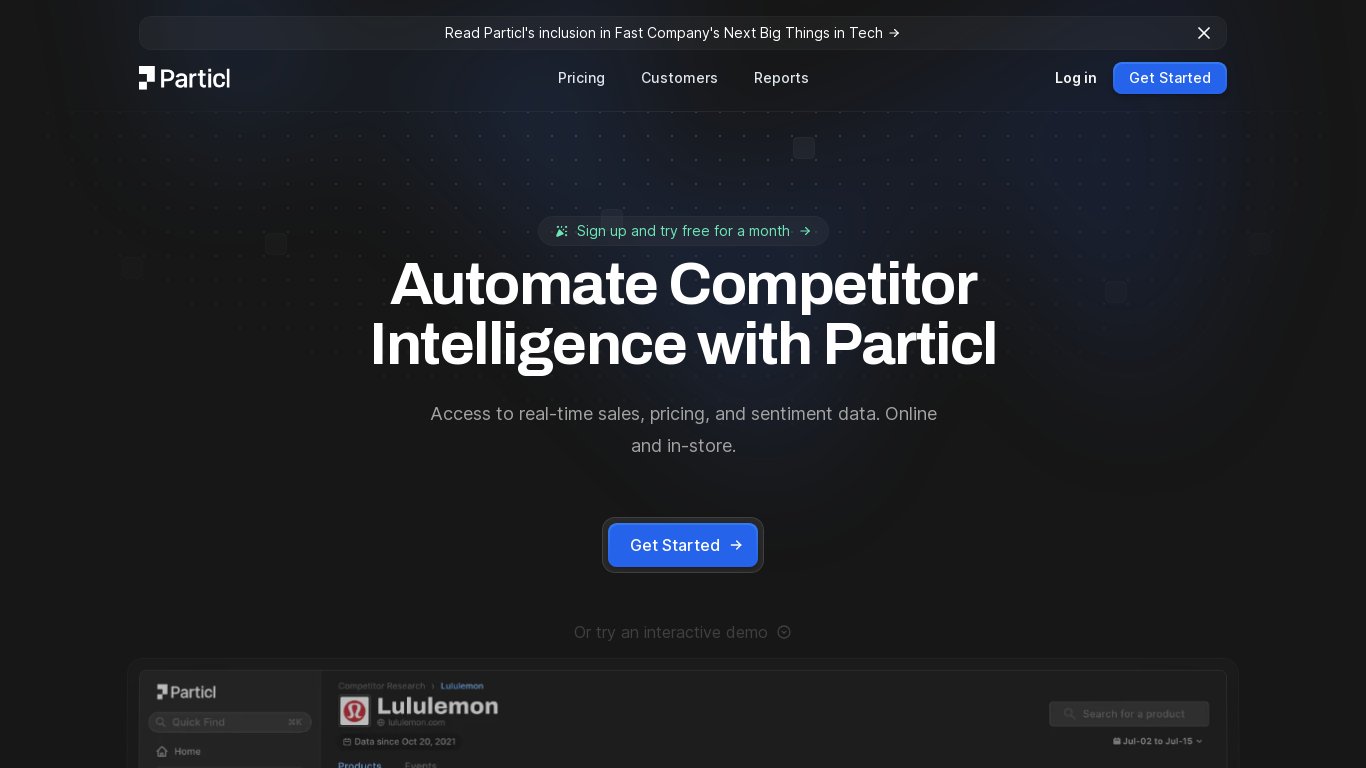 Particl Landing page