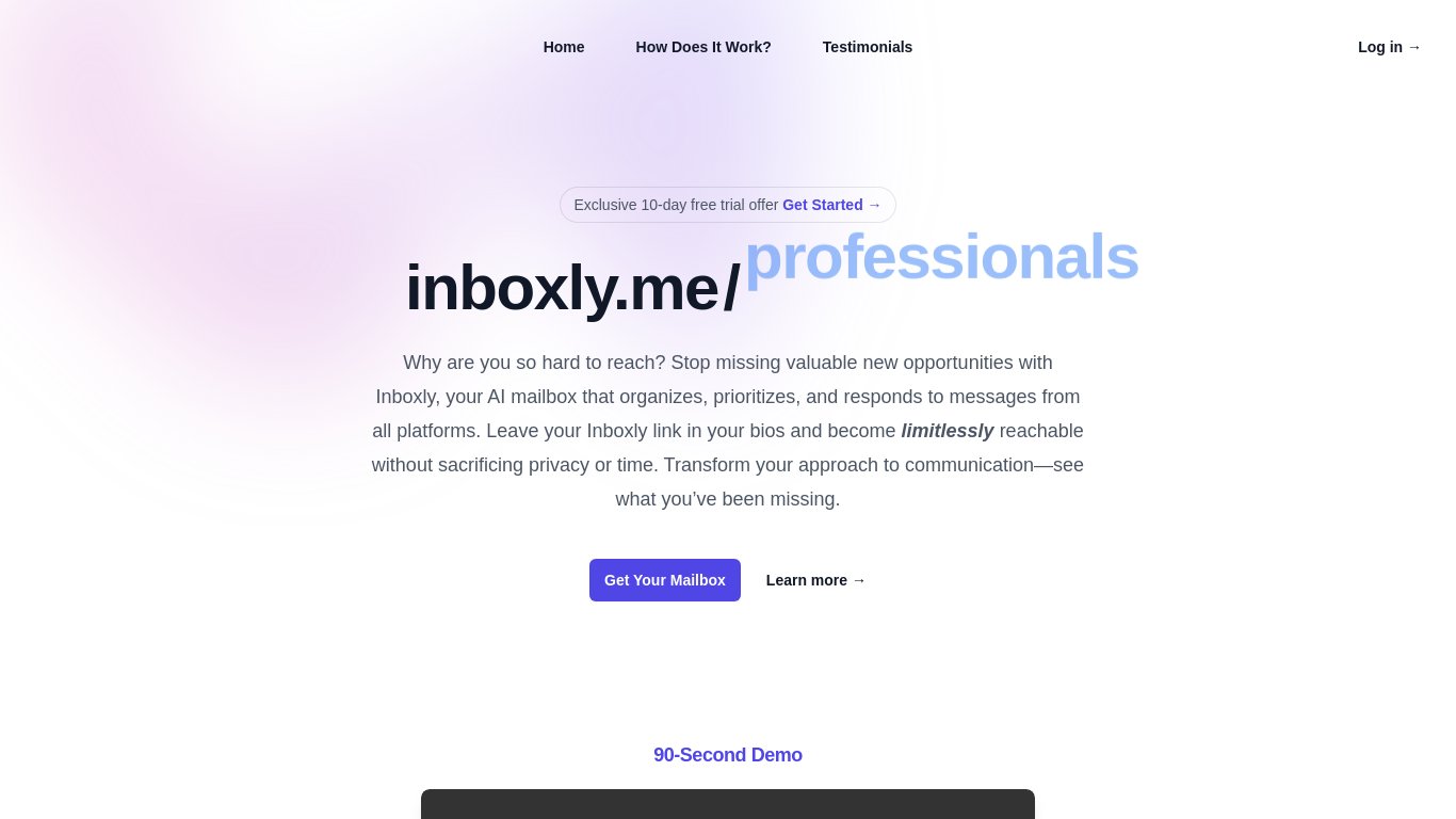Inboxly AI Landing page