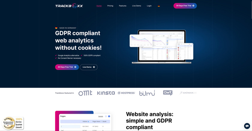 Trackboxx Landing Page