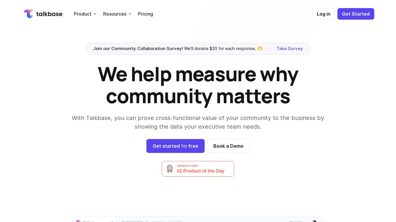 Talkbase Landing page