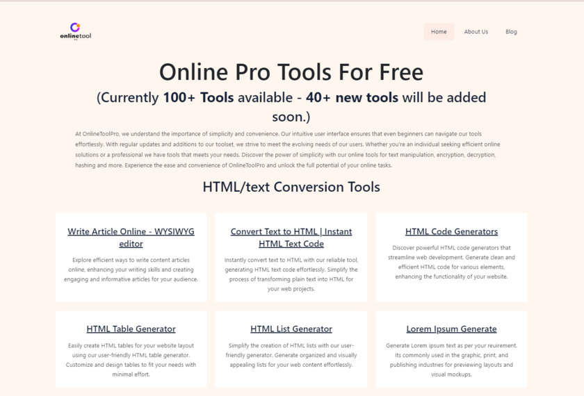 onlinetoolpro.com home page