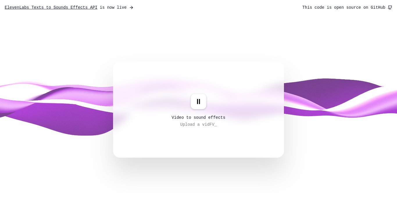 Video to Sound Effects by ElevenLabs Landing page