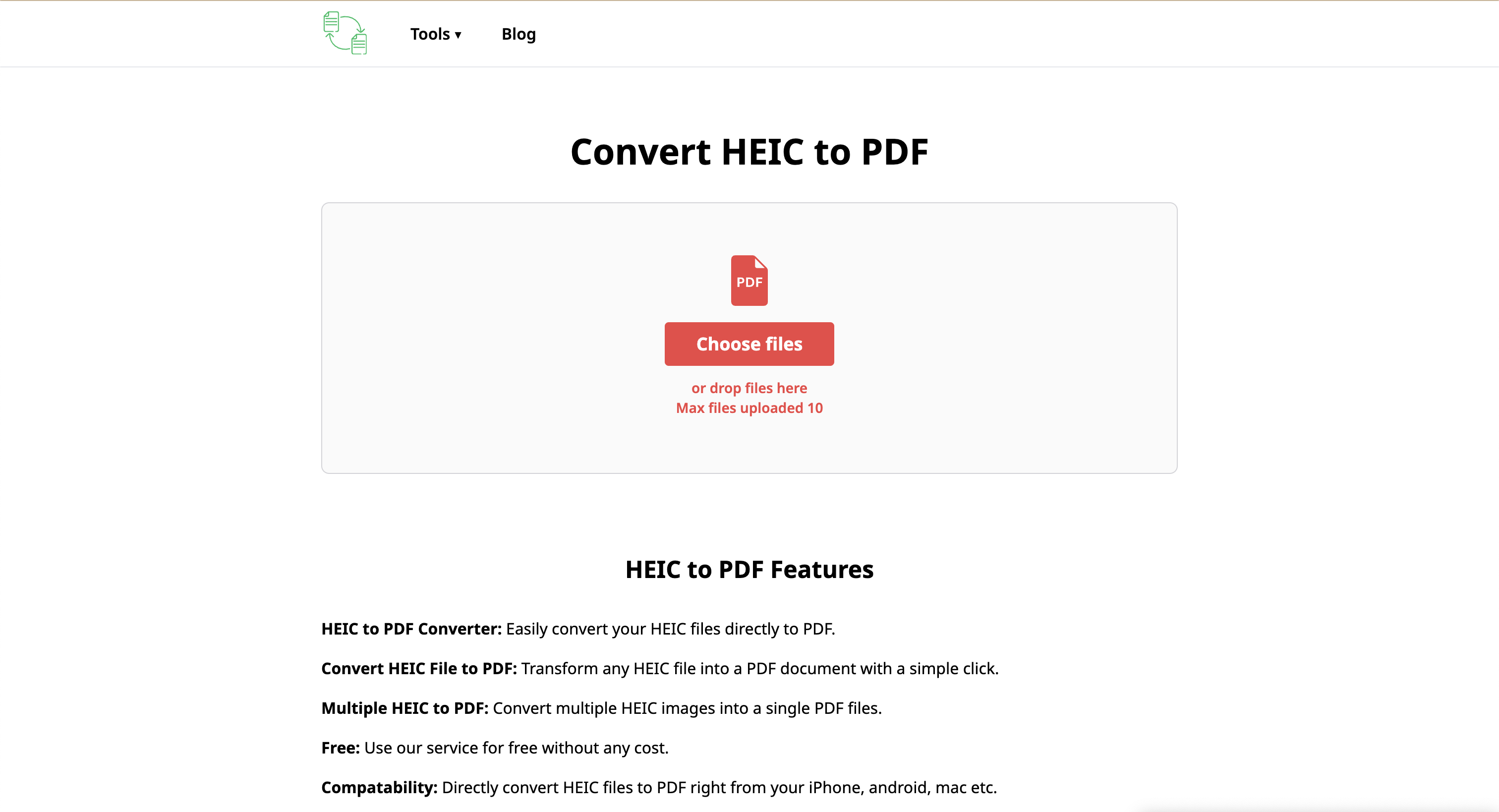 OnlineHEICConvert.com HEIC to PDF