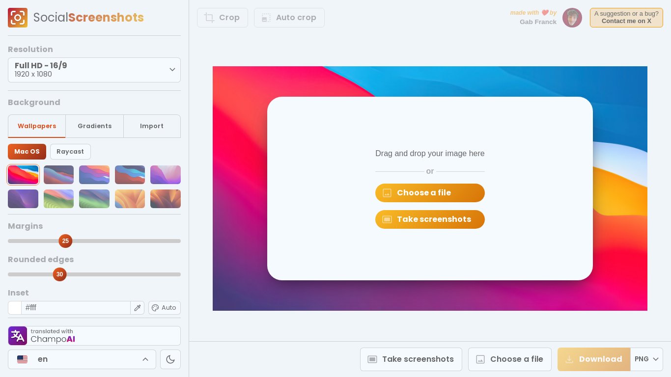 SocialScreenshots Landing page