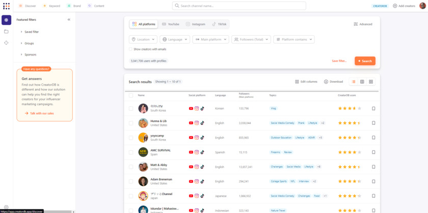 CreatorDB Creator Search Dashboard CreatorDB Creator Search Dashboard