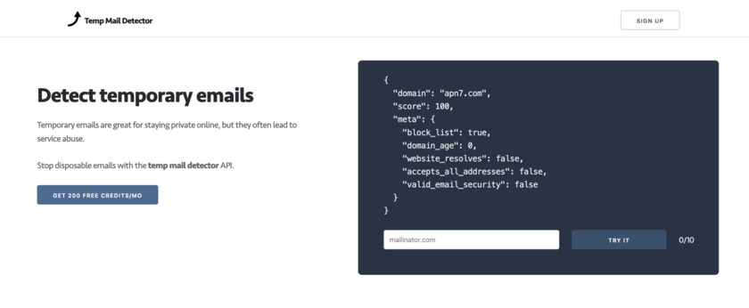 Temp Mail Detector Landing Page