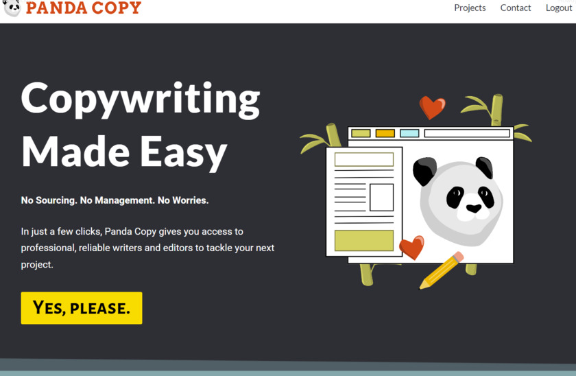 Panda Copy Landing Page