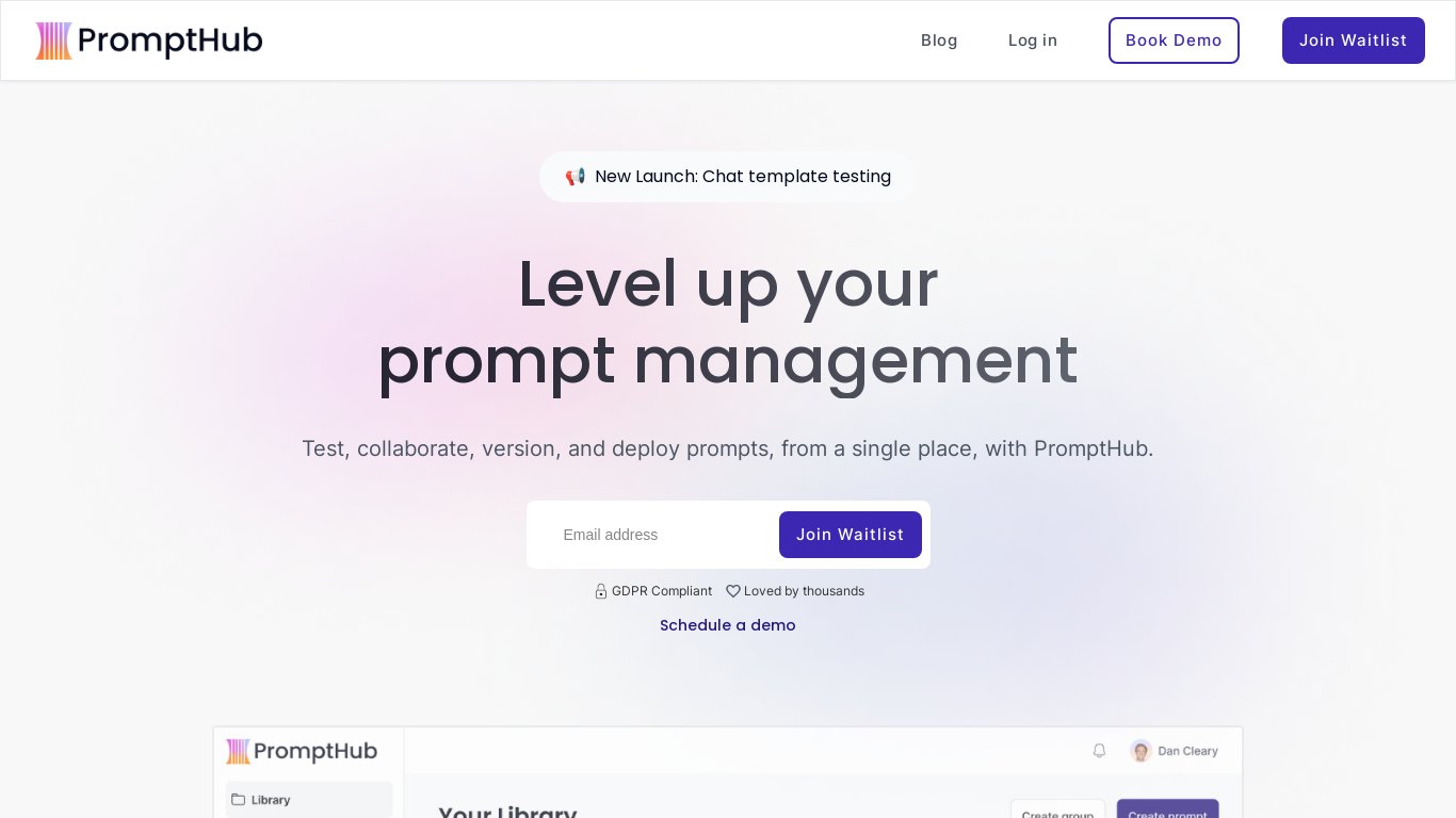PromptHub Landing page