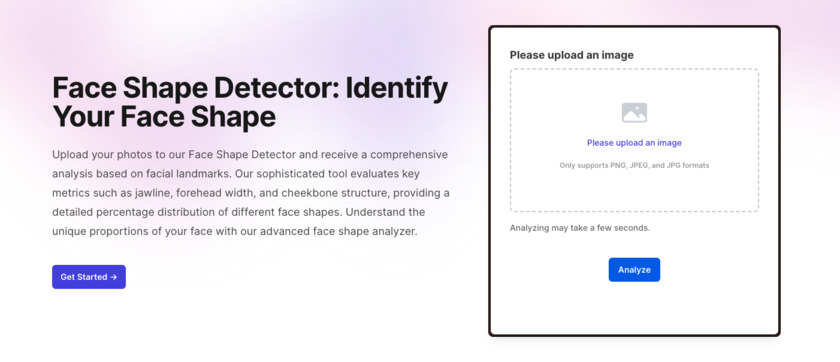 Face Shape Detector Landing Page