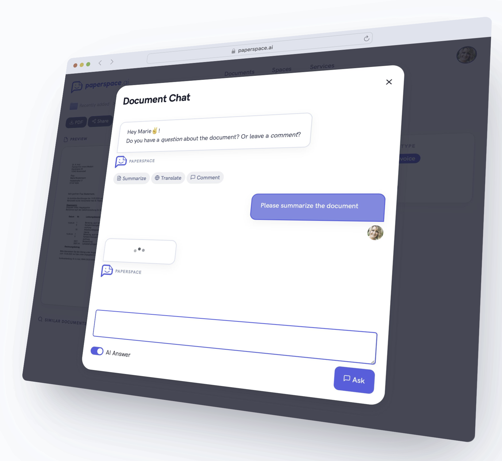 PaperSpace.ai Webapp - Document Chat