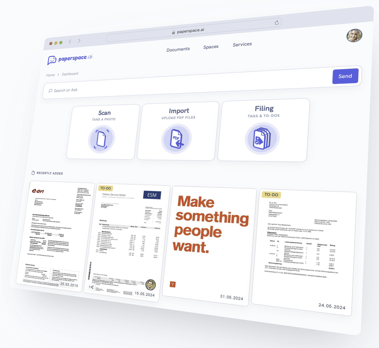 PaperSpace.ai Webapp - Dashboard