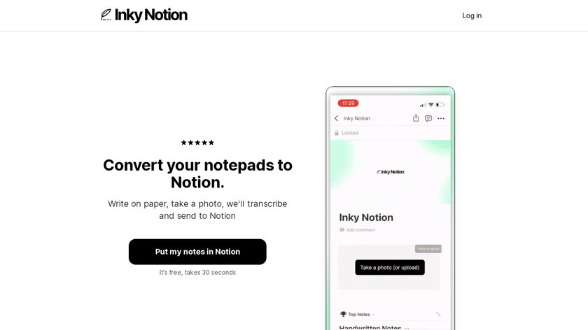 Inky Notion Landing Page