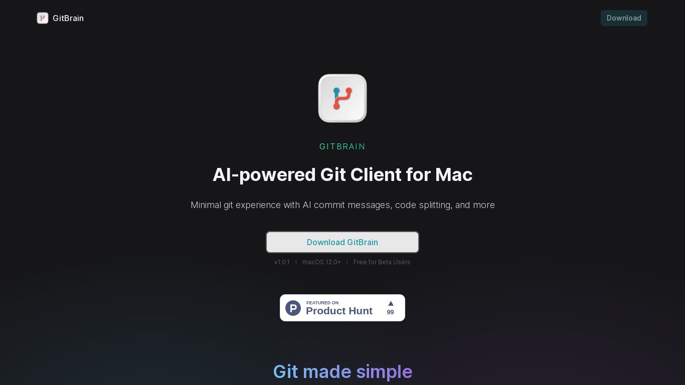 GitBrain Landing page