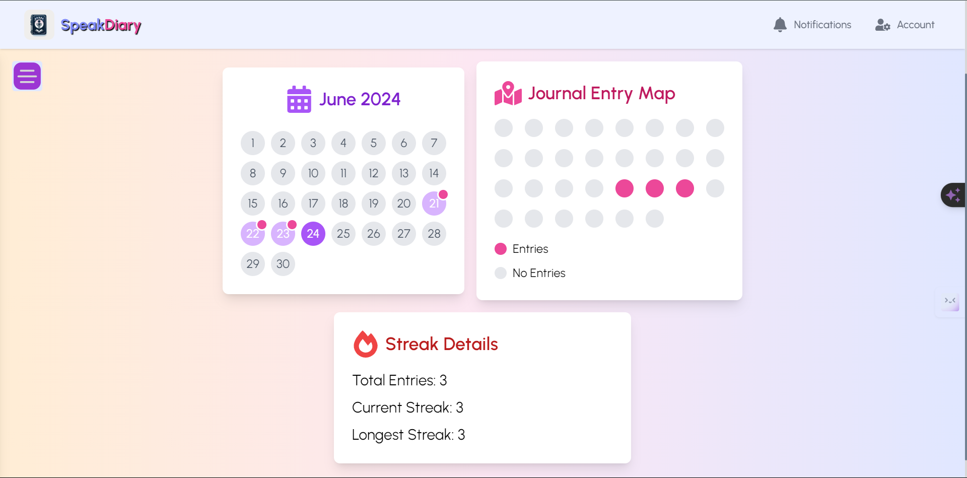 SpeakDiary Streaks