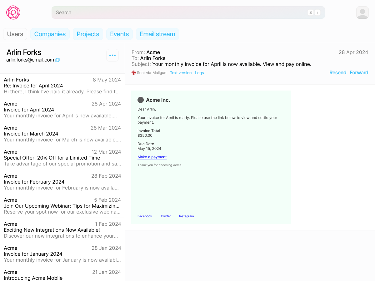 Tangle.soy Inbox overview