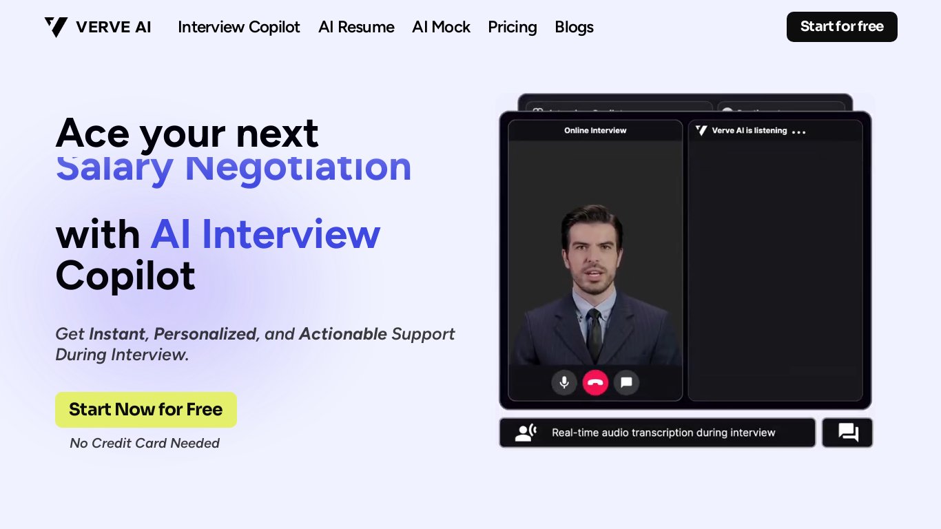 Verve Copilot Landing page