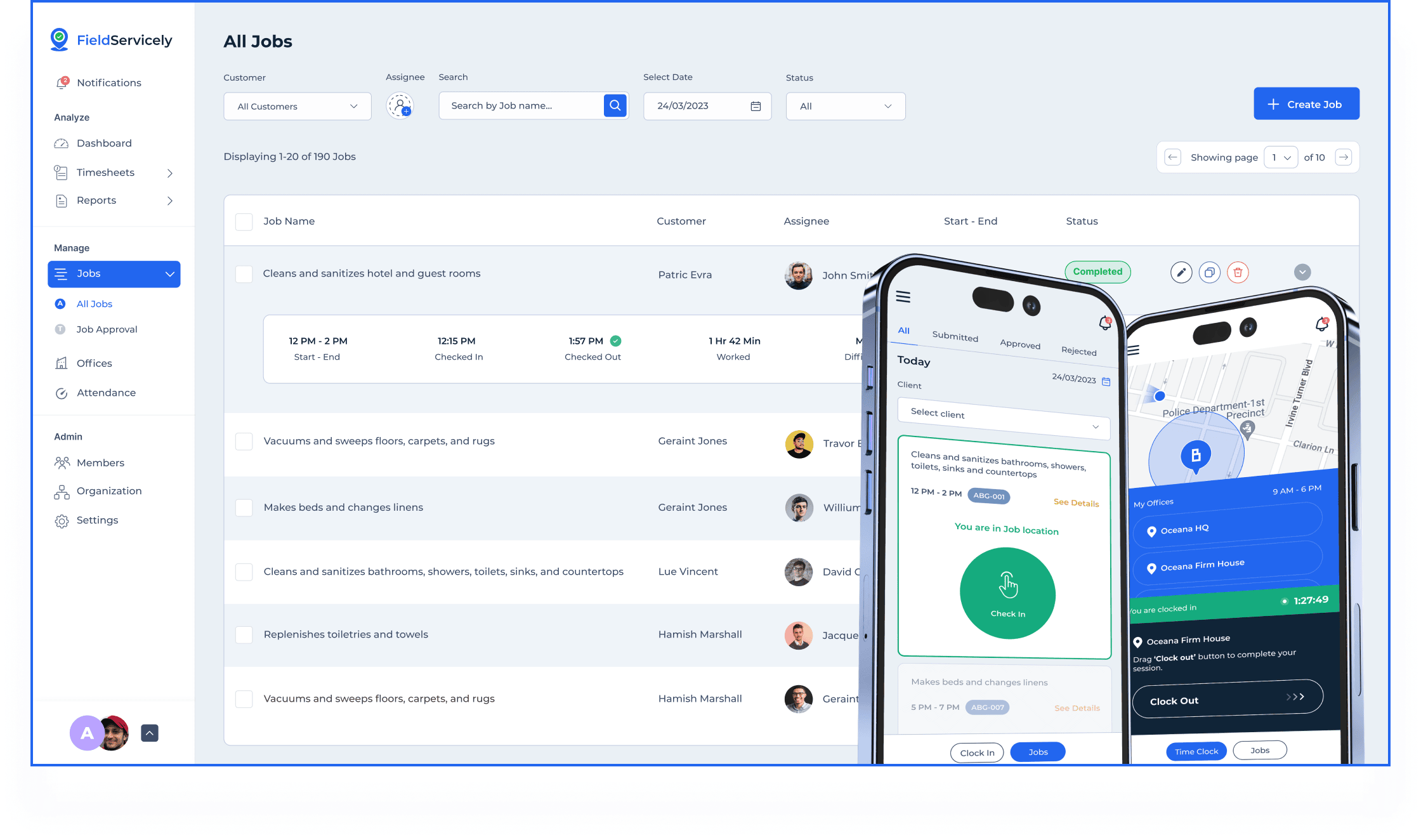 FieldServicely Manage with field jobs with FieldServicely