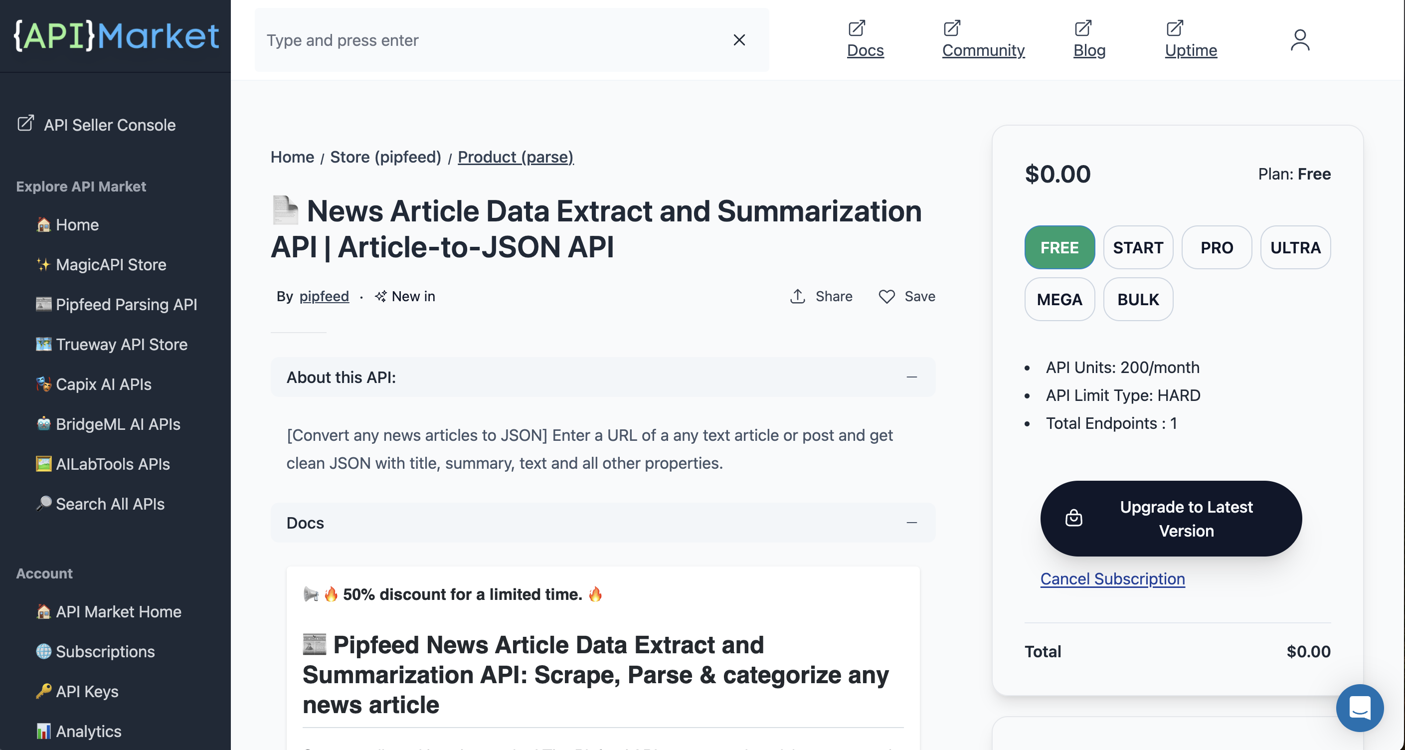 Pipfeed Parse API 