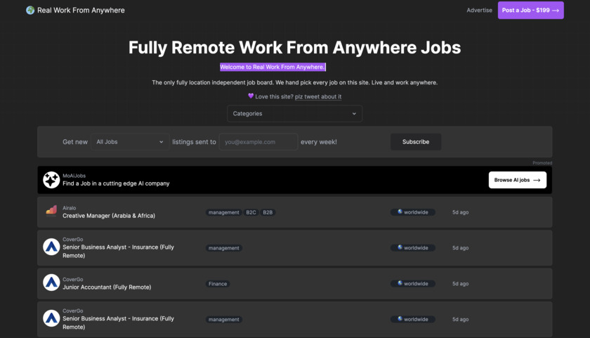 Real Work From Anywhere Landing Page