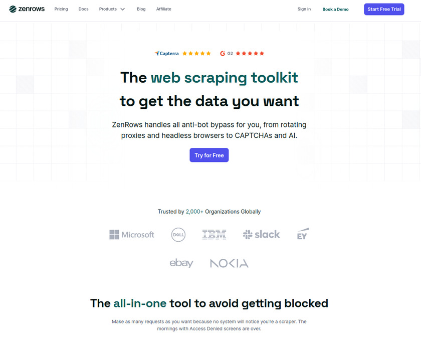 ZenRows Landing Page