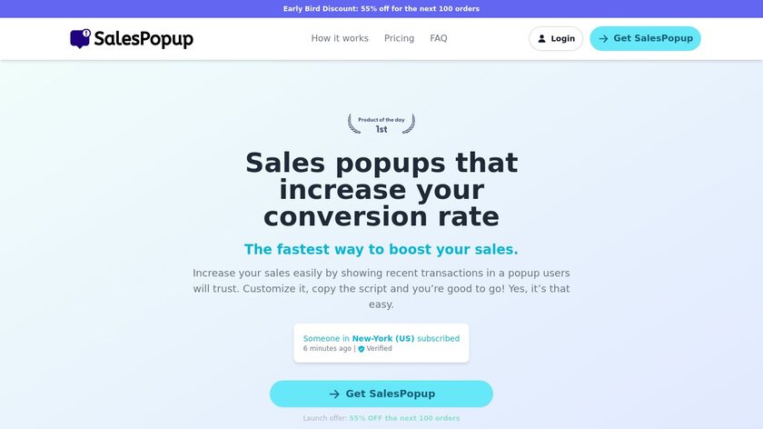 SalesPopup.io Landing Page