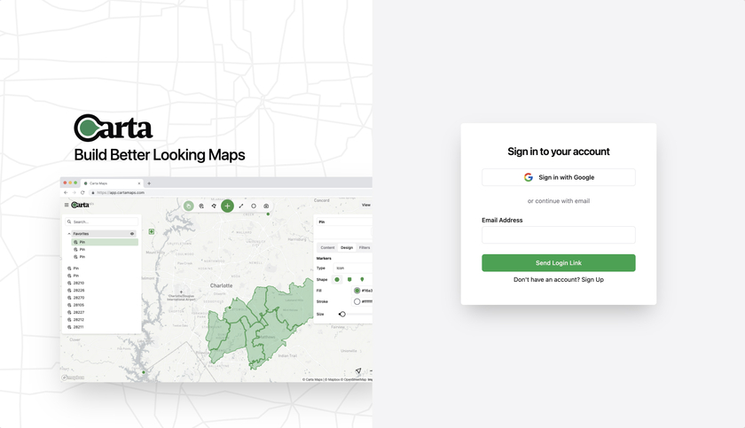 Carta Maps Landing Page