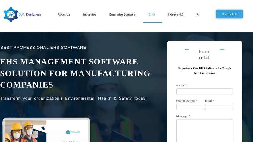 SoftDesigners EHS Software Landing Page