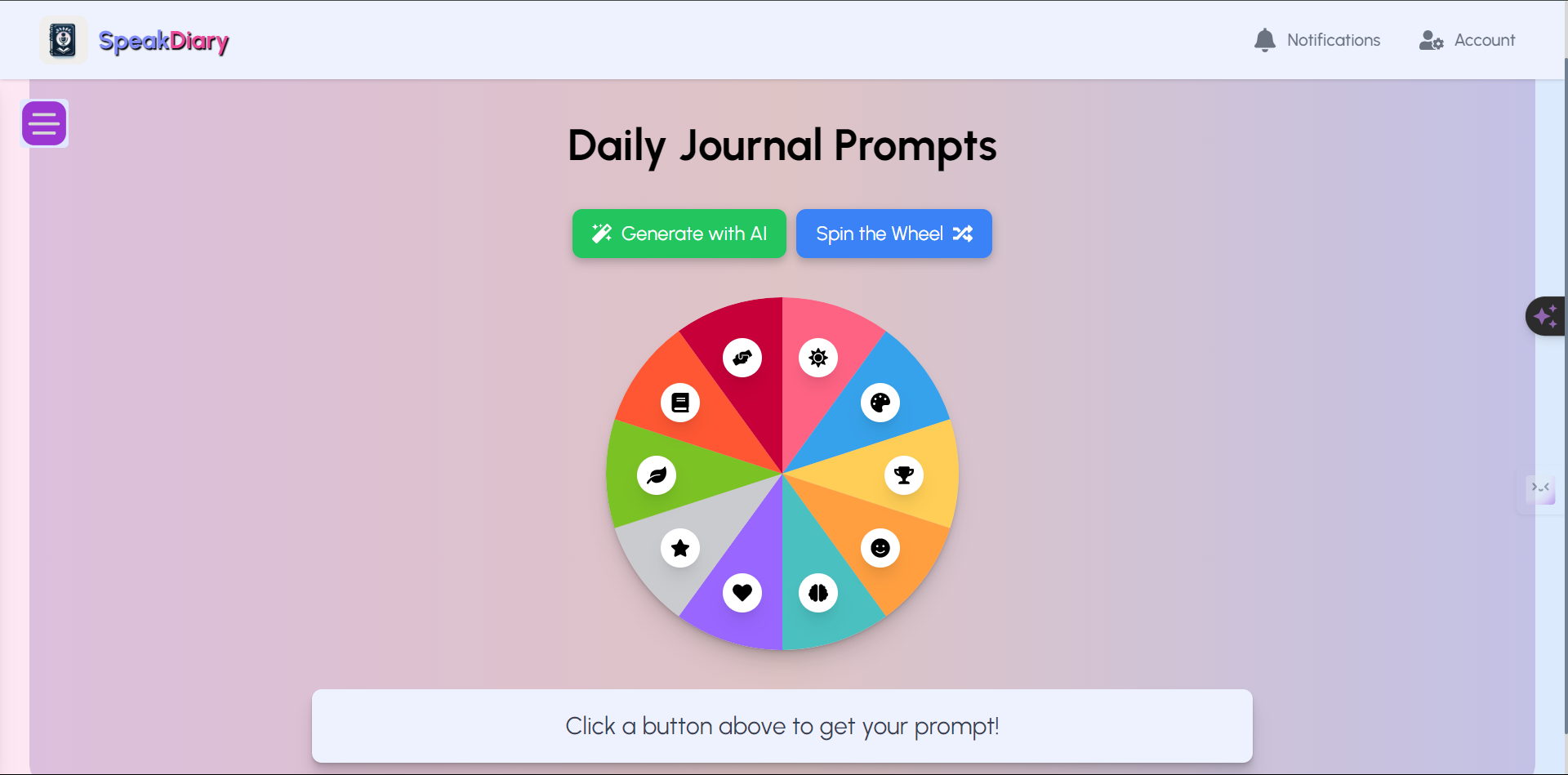 SpeakDiary Prompts Demo