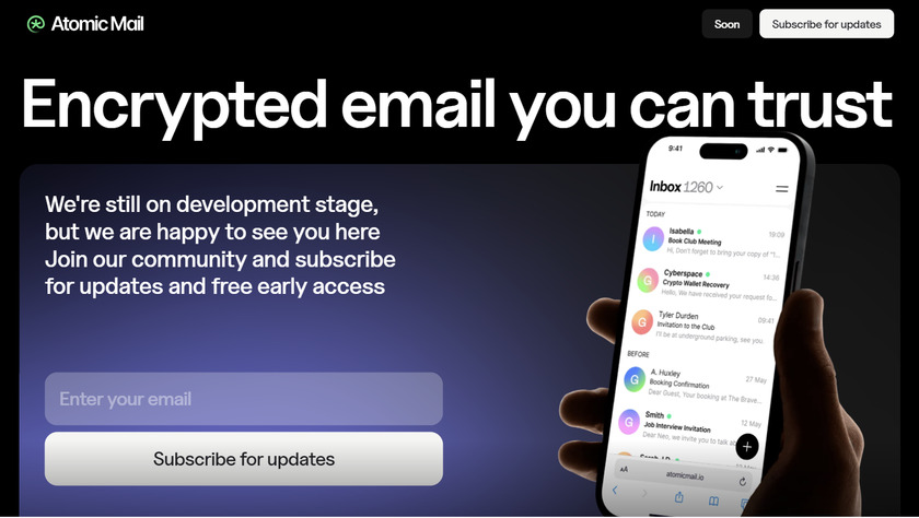 AtomicMail.io Landing Page