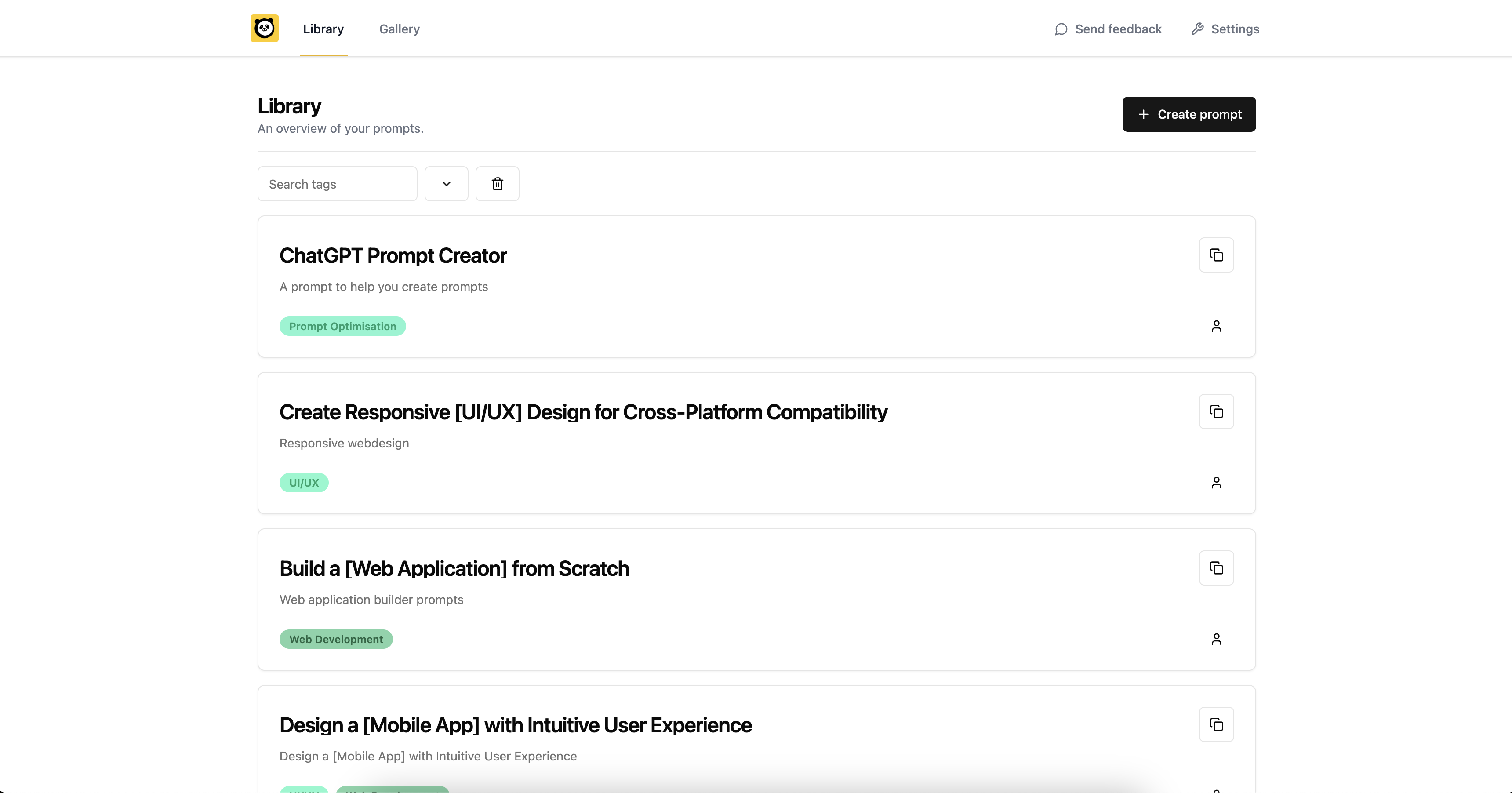 promptpanda PromptPanda dashboard