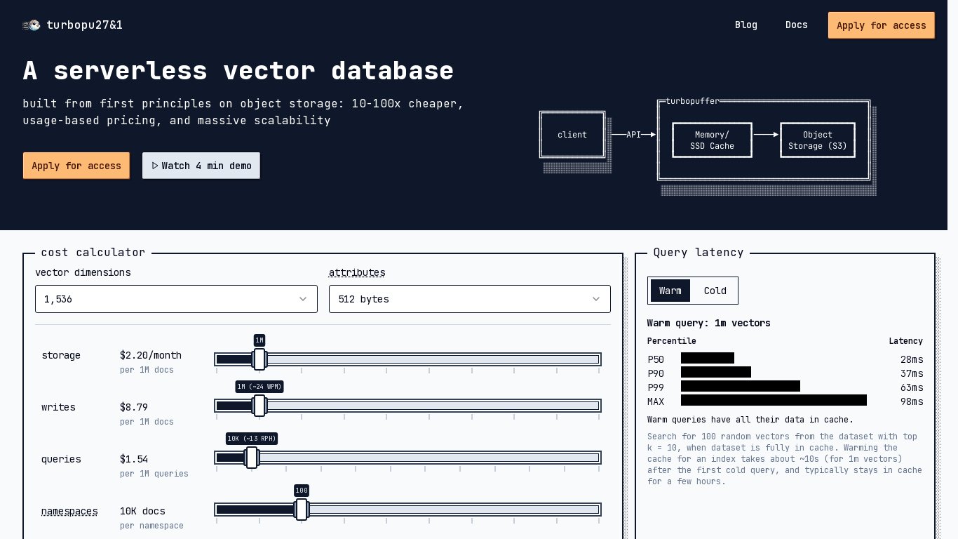 turbopuffer Landing page