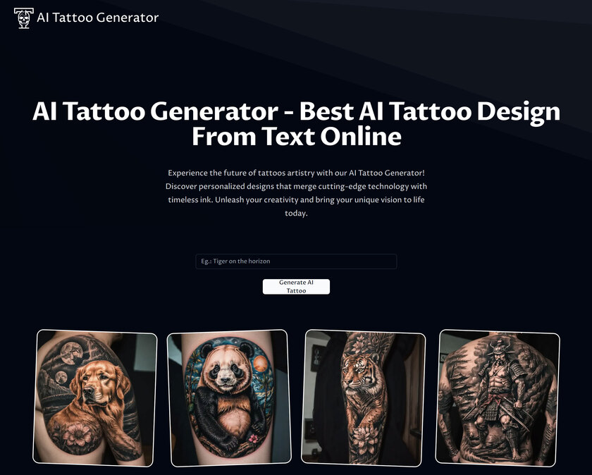 Tattoo AI Generator Landing Page