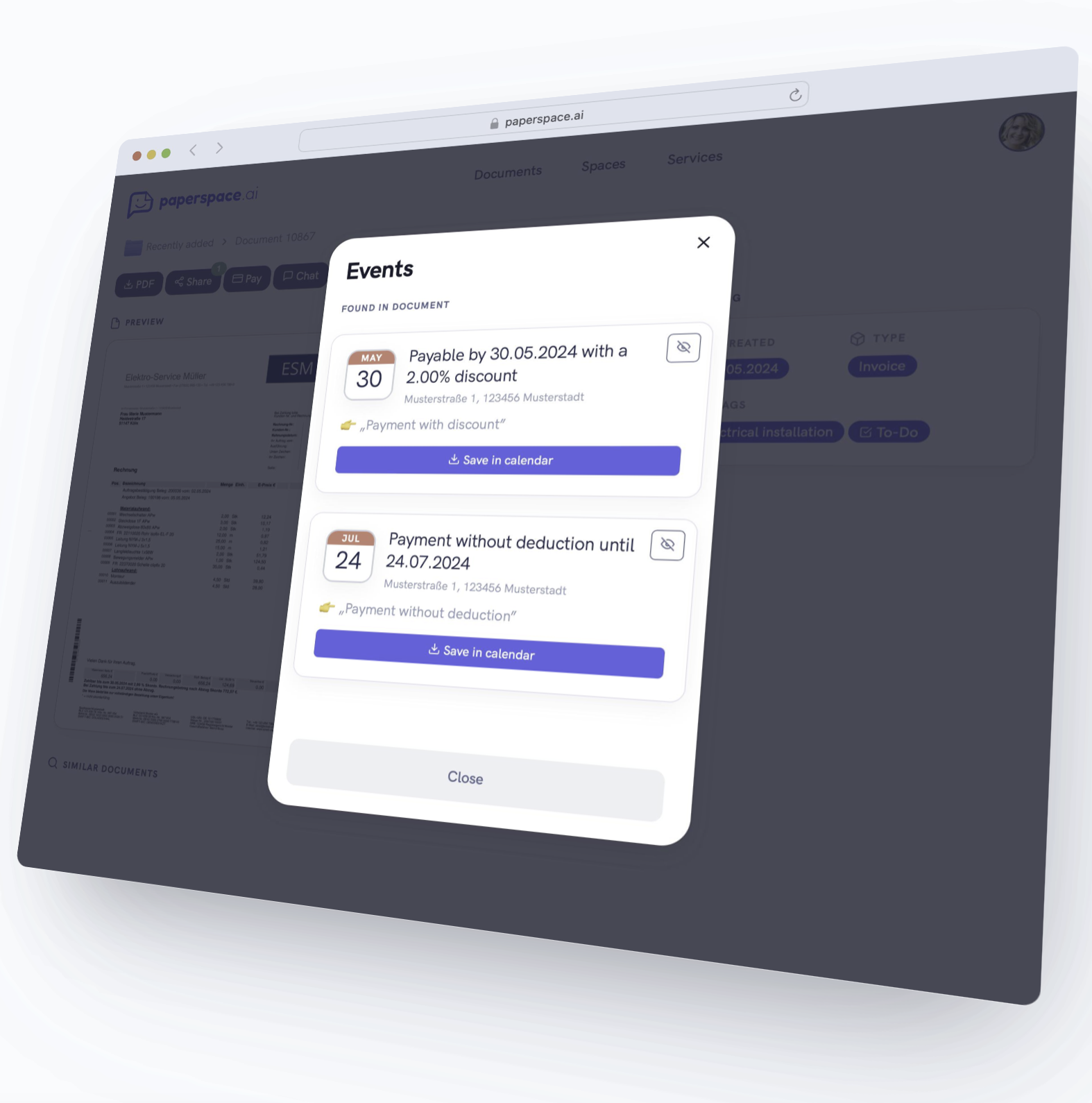 PaperSpace.ai Webapp - Reminders