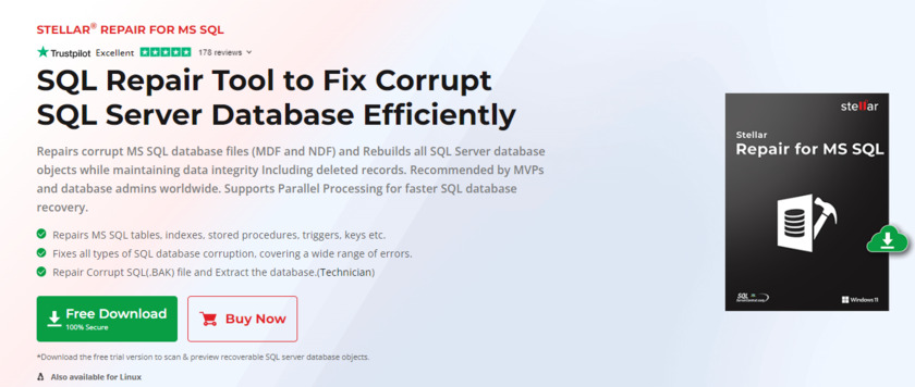 Stellar Repair for MS SQL Landing Page