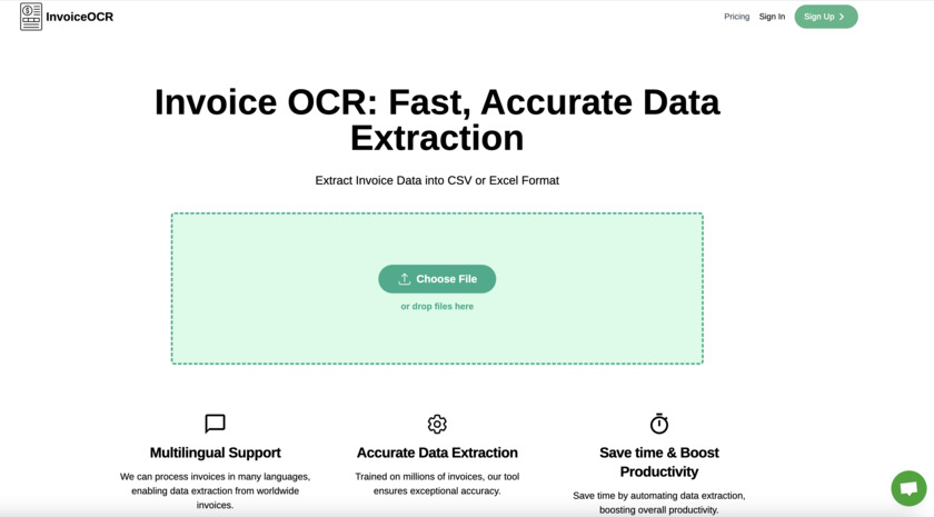InvoiceOCR.io Landing Page