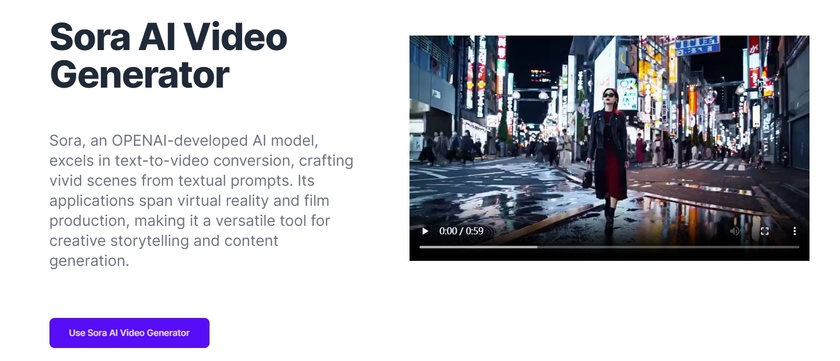 Sora-ai-video.com Landing Page