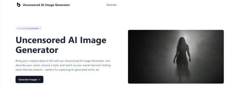 Uncensored AI Image Generator Landing Page