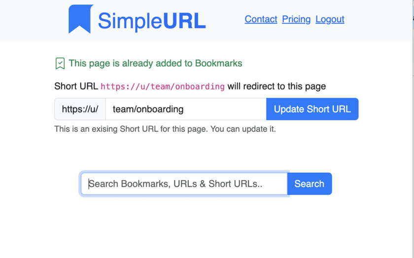 SimpleURL Landing Page