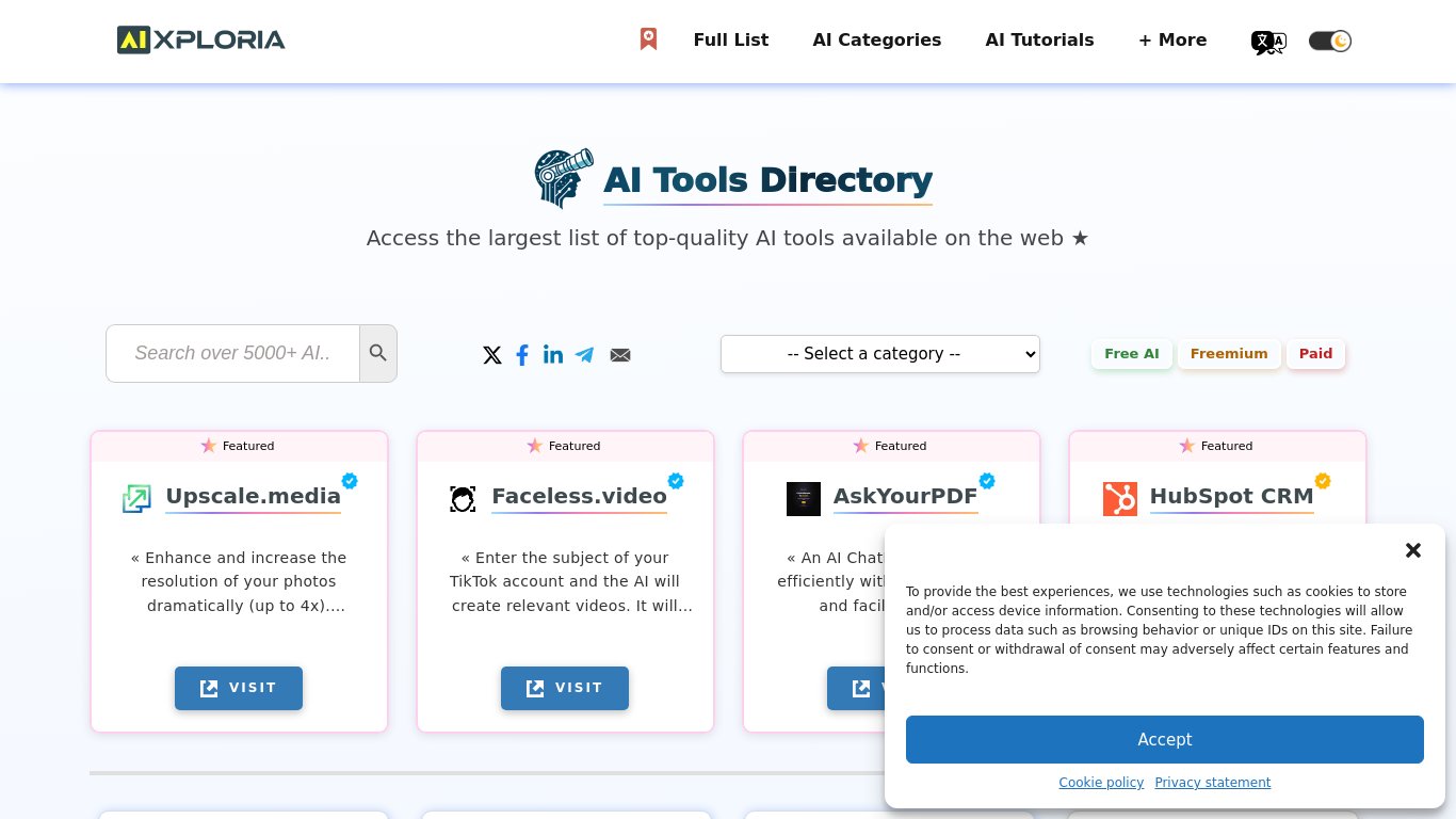 Aixploria Landing page