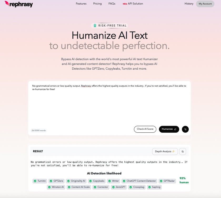Rephrasy Landing Page