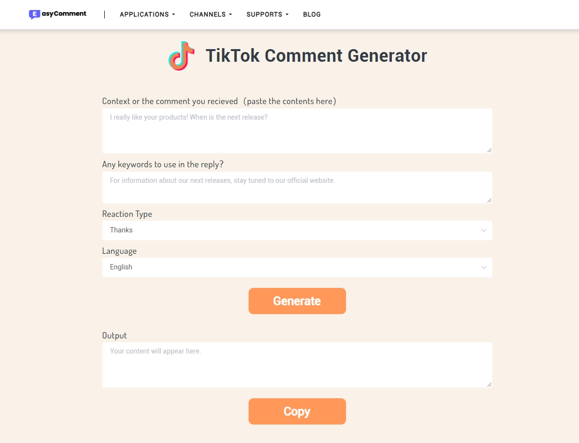 EasyComment.ai TikTok Comment Generator 