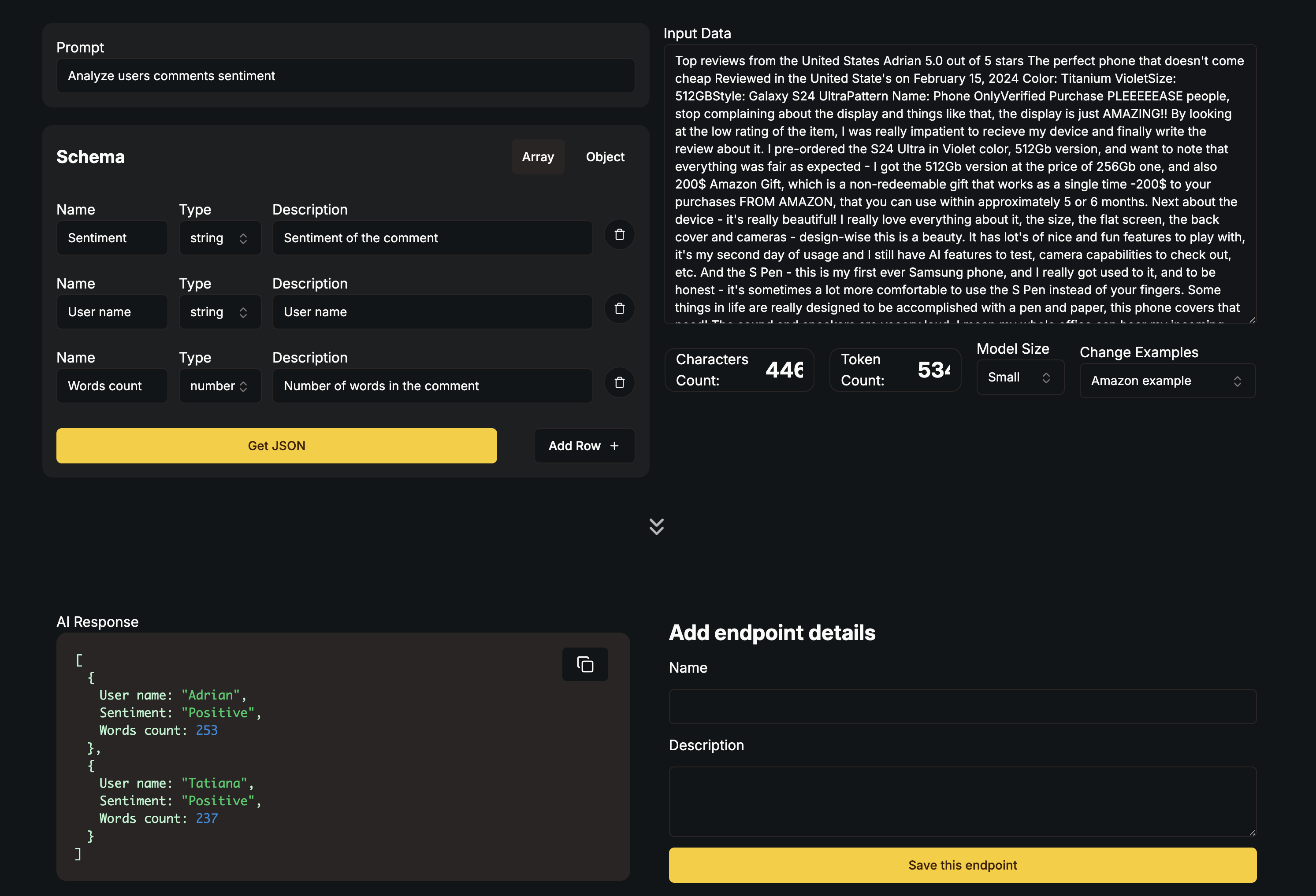jsonAi.cloud Dashboard