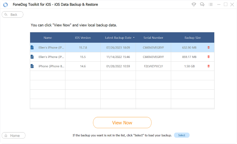 FoneDog iOS Data Backup  Restore view backups