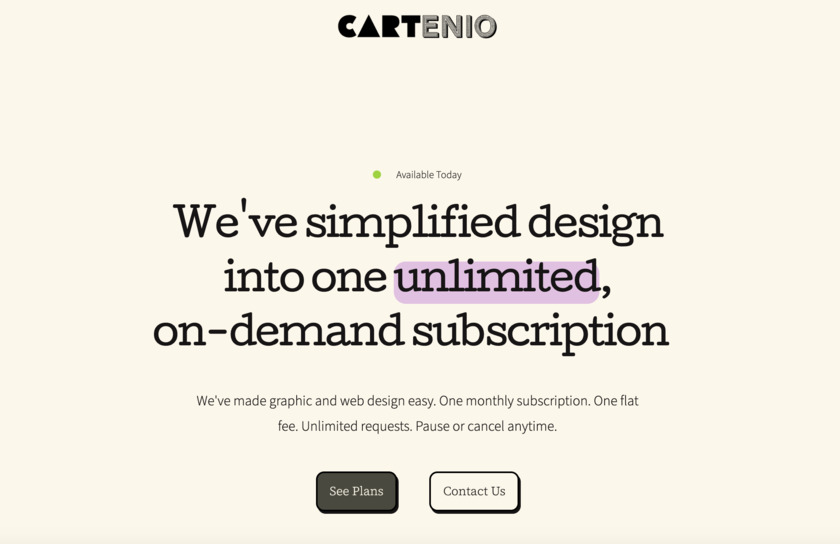 Cartenio Landing Page